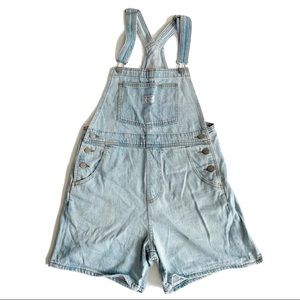 Women's Levi’s Two Horse Brand Bib Overall Shorts Size Small Shortall Shortalls